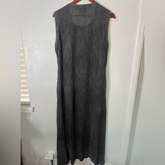 24 Karat Acid Wash Crinkle Gray Sleeveless Vintage 100% Rayin Dress Women’s XL - Picture 6 of 8
